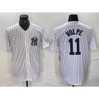 New York Yankees #11 Anthony Volpe Name White With Patch 2024 Cool Base Stitched Baseball Jerseys