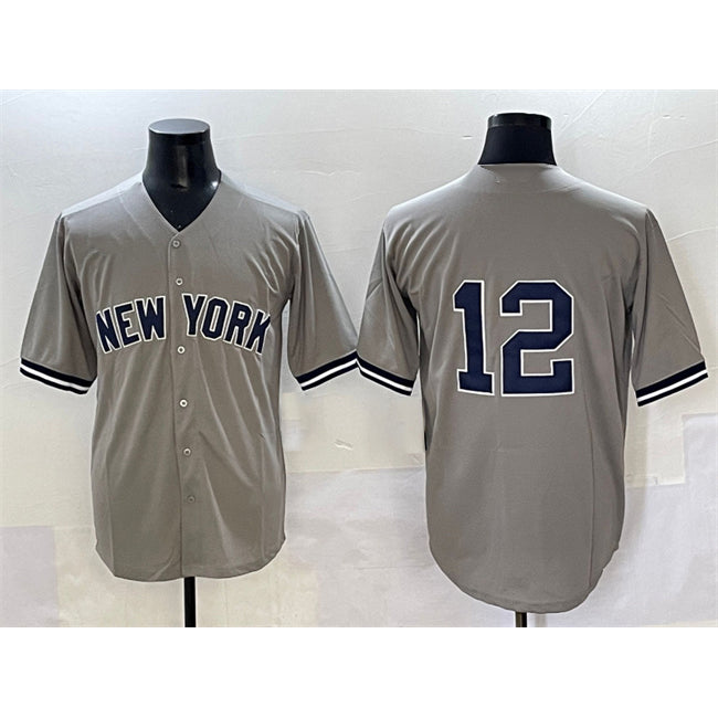 New York Yankees #12 Trent Grisham Grey Cool Base Stitched Baseball Jersey