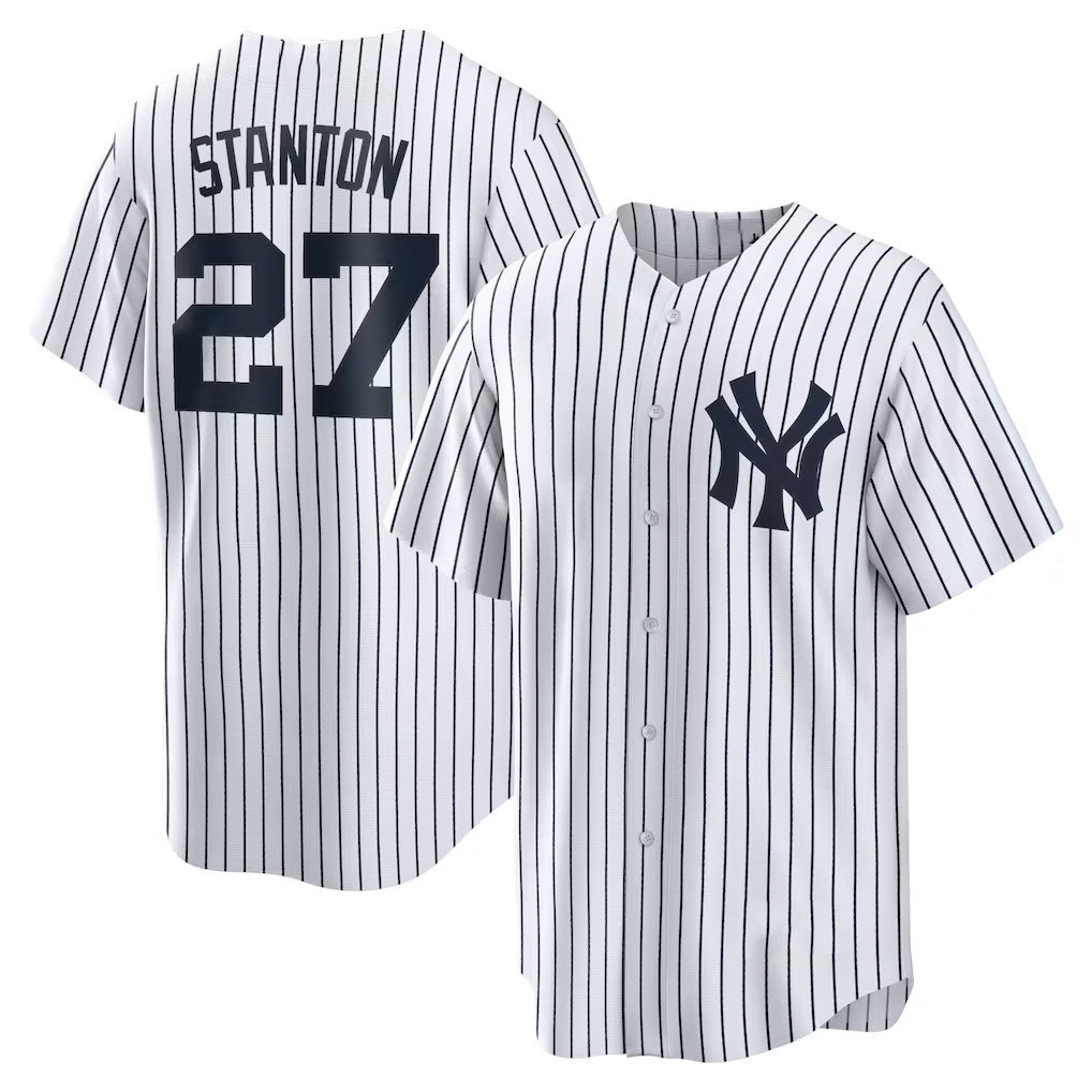 New York Yankees #27 Giancarlo Stanton White Home Replica Player Name Baseball Jersey
