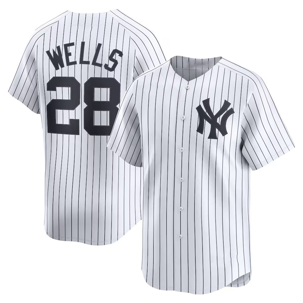 New York Yankees #28 Austin Wells White Home Limited Player Baseball Jersey