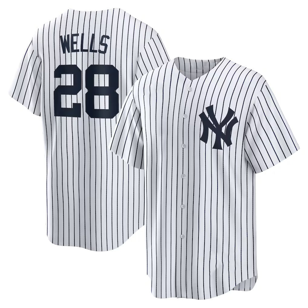 New York Yankees #28 Austin Wells White Home Replica Baseball Jersey
