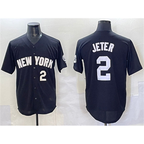 New York Yankees #2 Derek Jeter Black Limited Stitched Baseball Jersey