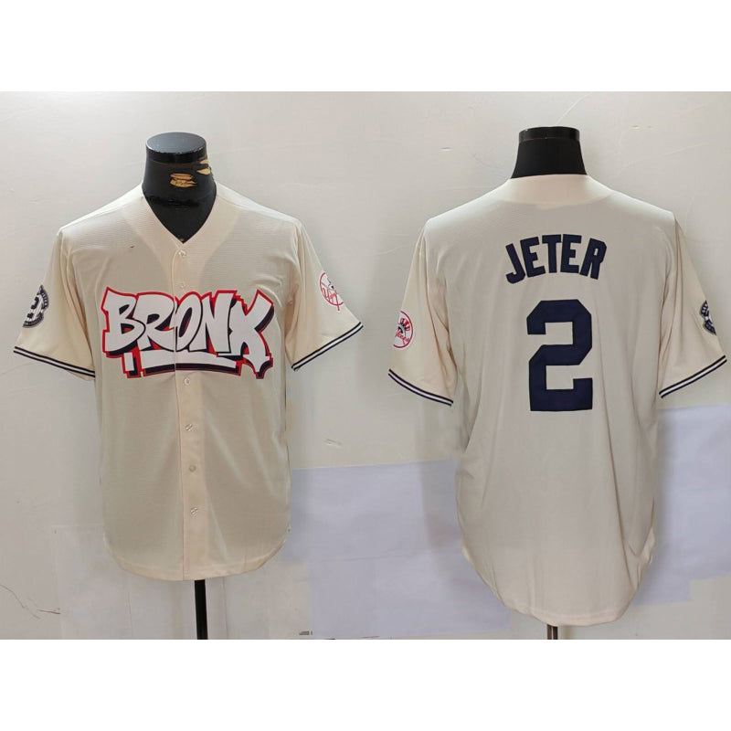 New York Yankees #2 Derek Jeter Cream Limited Stitched Baseball Jersey