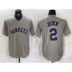 New York Yankees #2 Derek Jeter Gray Cool Base Stitched Baseball Jersey