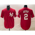 New York Yankees #2 Derek Jeter Red Fashion Cool Baseball Jersey