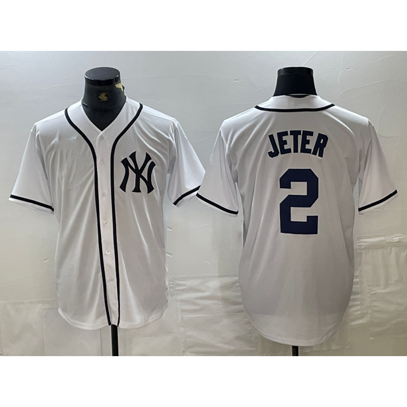 New York Yankees #2 Derek Jeter White Fashion Cool Baseball Jersey