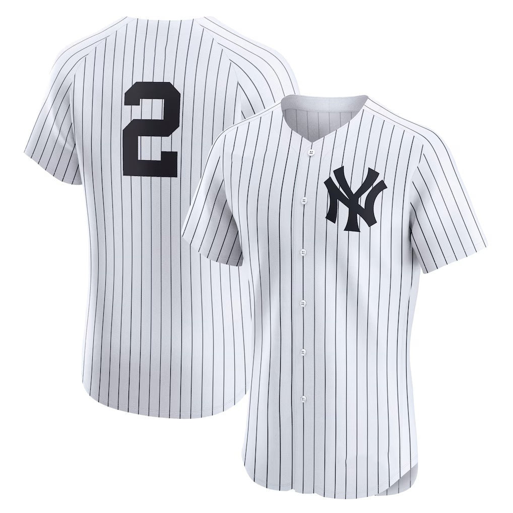 New York Yankees #2 Derek Jeter White Home Elite Player Baseball Jersey