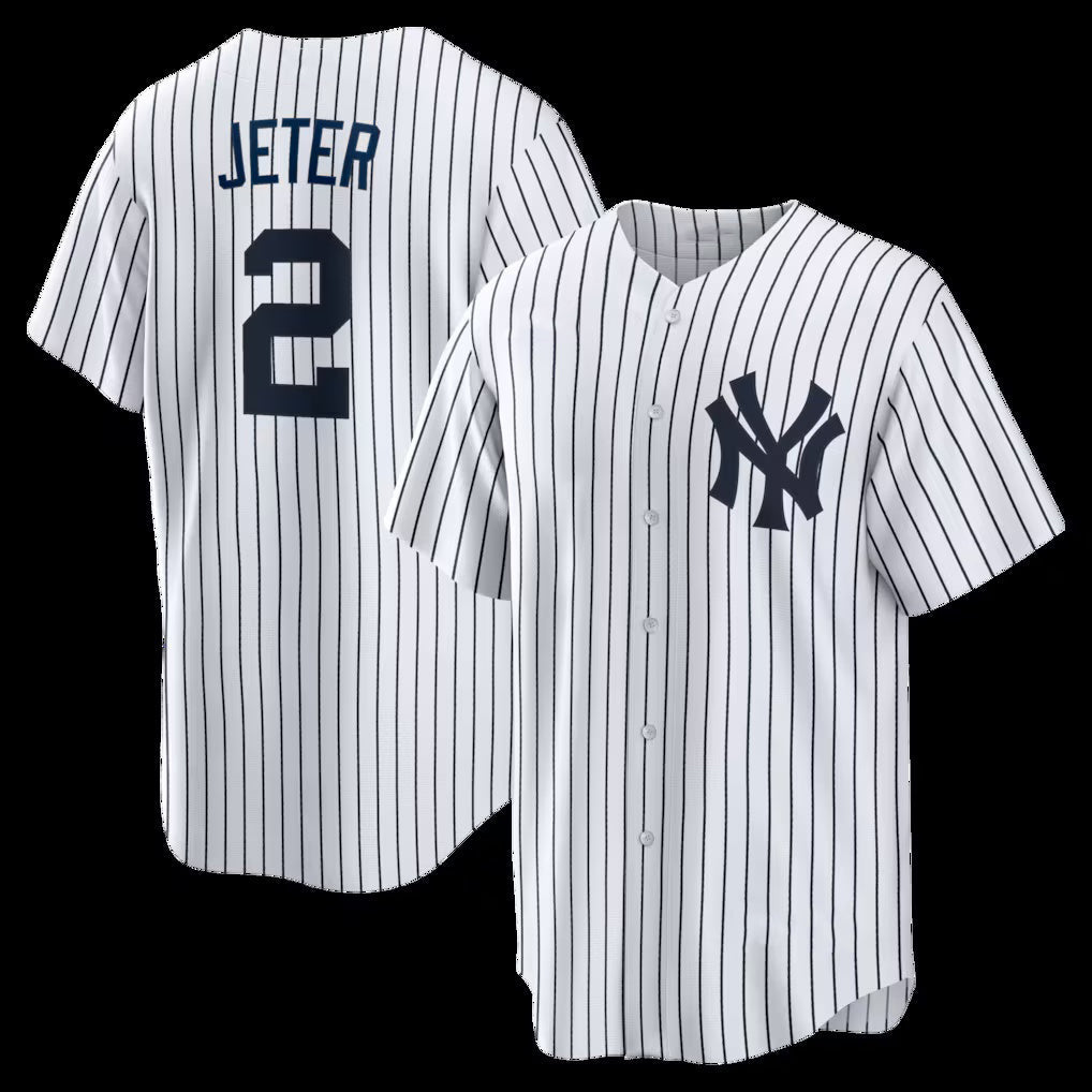 New York Yankees #2 Derek Jeter White Home Retired Player Replica Baseball Jersey