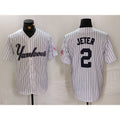 New York Yankees #2 Derek Jeter White Pinstripe Fashion Cool Baseball Jersey