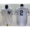 New York Yankees #2 Derek Jeter White Strip World Series Limited Stitched Baseball Jersey