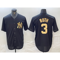 New York Yankees #3 Babe Ruth Black Gold Cool Base Stitched Baseball Jersey