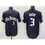 New York Yankees #3 Babe Ruth Black 'Gothic Legacy Edition' Vapor Premier Limited Stitched Baseball Jersey