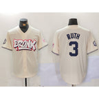New York Yankees #3 Babe Ruth Cream Limited Stitched Baseball Jersey