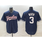 New York Yankees #3 Babe Ruth Navy Cool Base Stitched Baseball Jersey