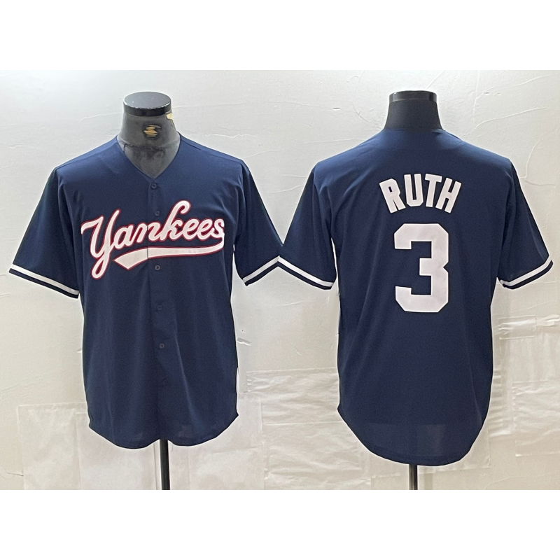 New York Yankees #3 Babe Ruth Navy Cool Base Stitched Baseball Jersey