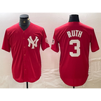 New York Yankees #3 Babe Ruth Red Fashion Cool Baseball Jersey