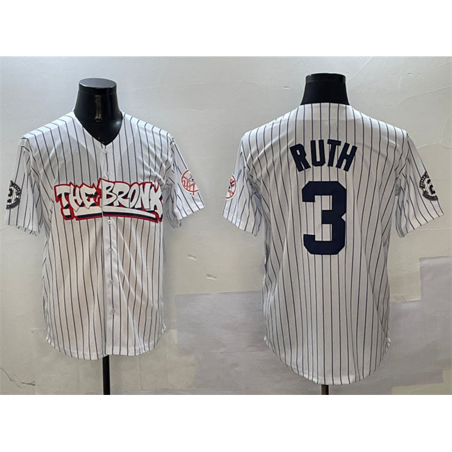 New York Yankees #3 Babe Ruth White Bronx Graffiti Vapor Limited Stitched Baseball Jersey