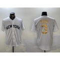 New York Yankees #3 Babe Ruth White Pinstripe Fashion Cool Baseball Jersey