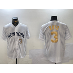 New York Yankees #3 Babe Ruth White Pinstripe Fashion Cool Baseball Jersey
