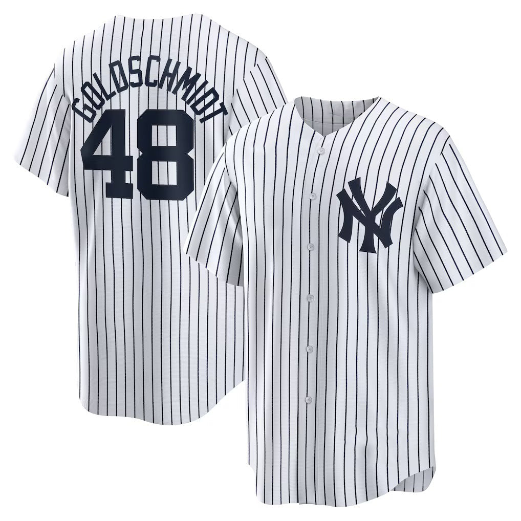 New York Yankees #48 Paul Goldschmidt White Home Replica Baseball Jersey