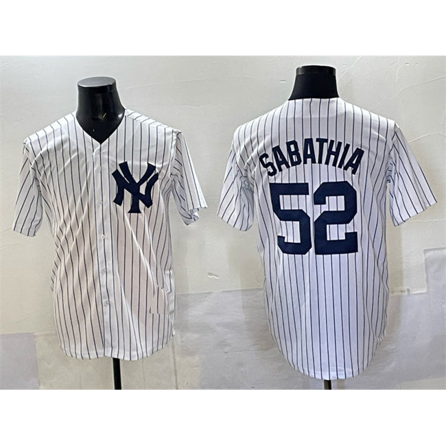 New York Yankees #52 C.C. Sabathia White Cool Base Stitched Baseball Jersey