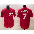 New York Yankees #7 Mickey Mantle Red Fashion Cool Baseball Jerseys