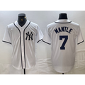 New York Yankees #7 Mickey Mantle White Fashion Cool Baseball Jersey