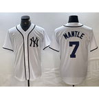 New York Yankees #7 Mickey Mantle White Fashion Cool Baseball Jersey