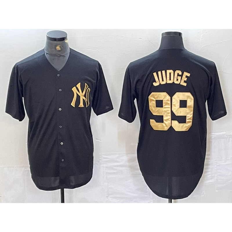 New York Yankees #99 Aaron Judge Black Gold Cool Base Stitched Baseball Jersey