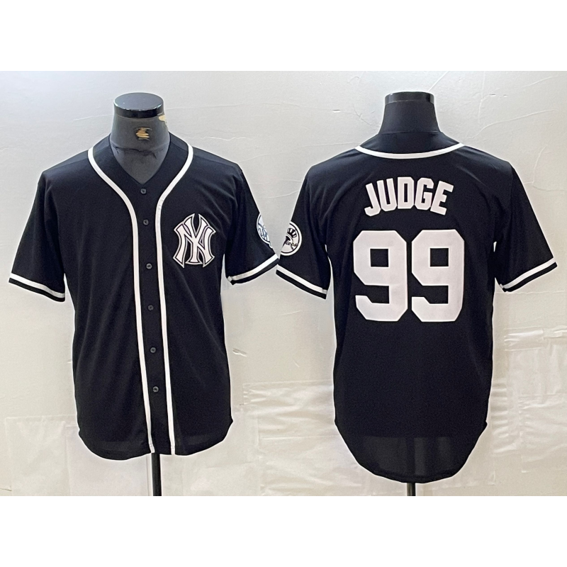 New York Yankees #99 Aaron Judge Black White Cool Base Stitched Baseball Jersey