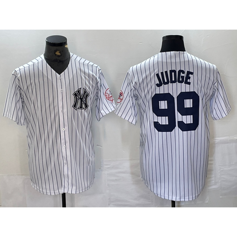 New York Yankees #99 Aaron Judge Name White With Patch 2024 Cool Base Stitched Baseball Jersey
