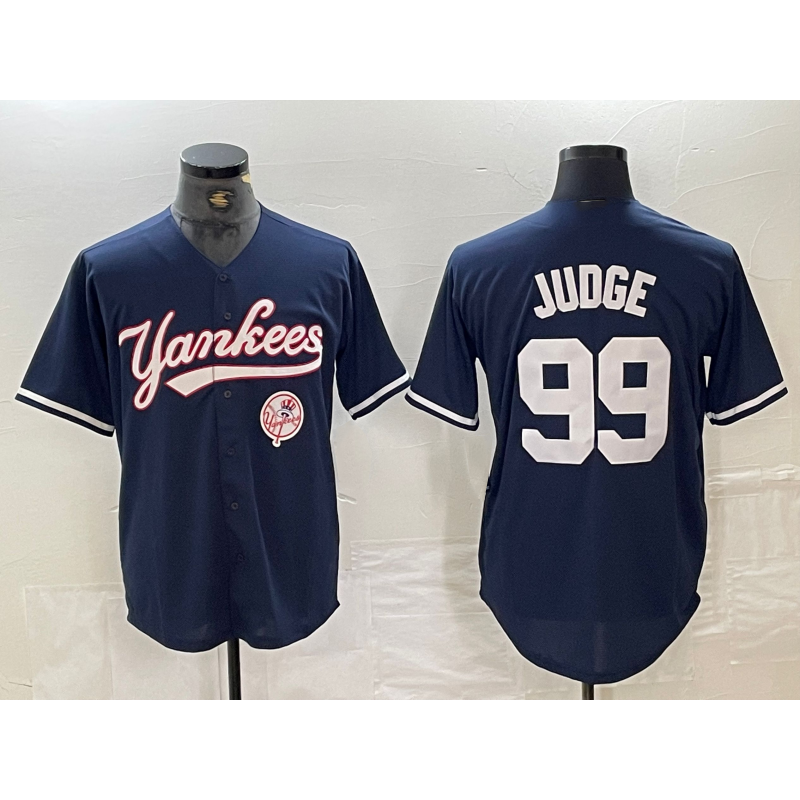 New York Yankees #99 Aaron Judge Navy With Patch Cool Base Stitched Baseball Jersey
