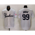New York Yankees #99 Aaron Judge White Pinstripe Fashion Cool Baseball Jersey
