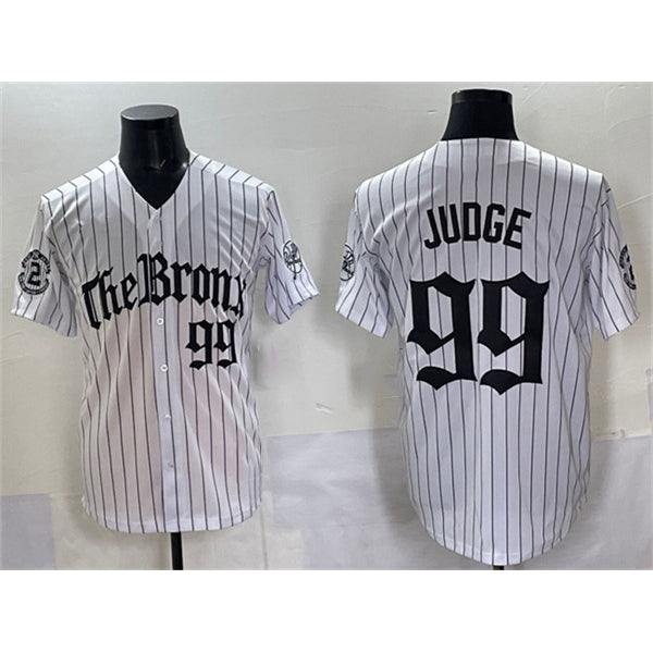 New York Yankees #99 Aaron Judge White Pinstripe 'Gothic Legacy Edition' Vapor Premier Limited Stitched Baseball Jersey