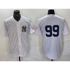 New York Yankees #99 Aaron Judge White With Patch 2024 Cool Base Stitched Baseball Jersey