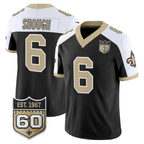 New Orleans Saints #6 Tyler Shough Black Alternate Gameday Golds 60th Anniversary Patch Vapor Football Stitched Jersey