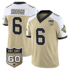 New Orleans Saints #6 Tyler Shough Gold Alternate Gameday Golds 60th Anniversary Patch Vapor Football Stitched Jersey
