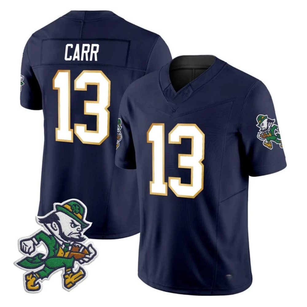 Notre Dame Fighting Irish #13 Cj Carr 2025 Gridiron Leprechaun Edition Navy College Football Stitched Jersey