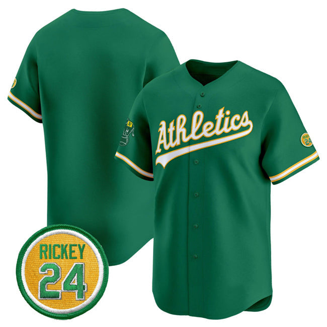 Oakland Athletics Blank Green 2024 Limited With Rickey Henderson Patch Stitched Baseball Jersey
