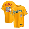 Oakland Athletics #15 Seth Brown Player Gold USA 250 Fourth of July Home Game Stitched Baseball Jersey