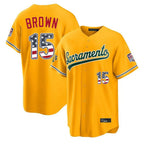 Oakland Athletics #15 Seth Brown Player Gold USA 250 Fourth of July Home Game Stitched Baseball Jersey
