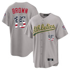 Oakland Athletics #15 Seth Brown Player Gray USA 250 Fourth of July Home Game Stitched Baseball Jersey