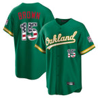 Oakland Athletics #15 Seth Brown Player Kelly Green USA 250 Fourth of July Home Game Stitched Baseball Jersey