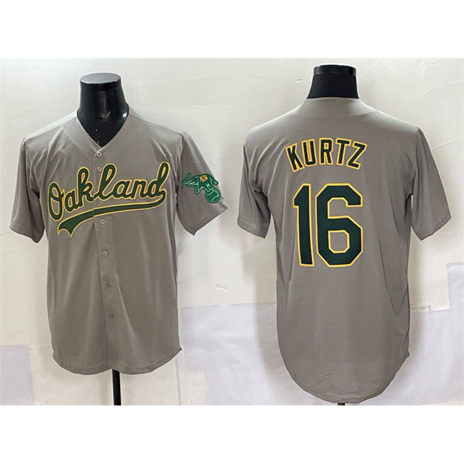 Oakland Athletics #16 Nick Kurtz Grey Cool Base Stitched Baseball Jersey