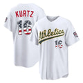 Oakland Athletics #16 Nick Kurtz Player White USA 250 Fourth of July Home Game Stitched Baseball Jersey