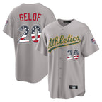 Oakland Athletics #20 Zack Gelof Player Gray USA 250 Fourth of July Home Game Stitched Baseball Jersey