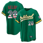 Oakland Athletics #20 Zack Gelof Player Kelly Green USA 250 Fourth of July Home Game Stitched Baseball Jersey