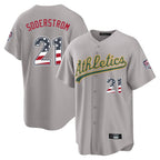 Oakland Athletics #21 Tyler Soderstrom Player Gray USA 250 Fourth of July Home Game Stitched Baseball Jersey