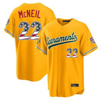 Oakland Athletics #22 Jeff McNeil Player Gold USA 250 Fourth of July Home Game Stitched Baseball Jersey