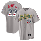 Oakland Athletics #22 Jeff McNeil Player Gray USA 250 Fourth of July Home Game Stitched Baseball Jersey